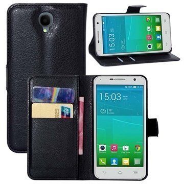 Alcatel Idol 2 Kuvioitu Nahkainen Lompakkokotelo Musta