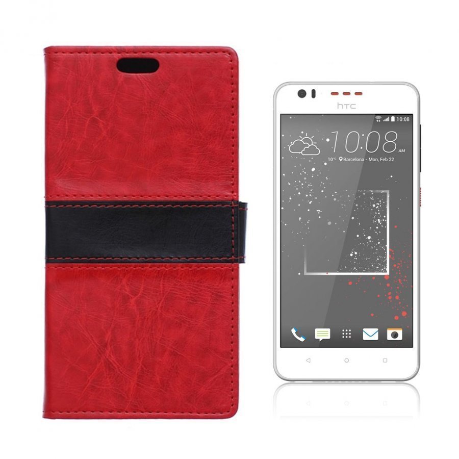 Arnoldi Htc Desire 530 Nahkakotelo Lompakko Läpällä Punainen