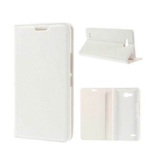 Cowhide Huawei Ascend G750 Aito Nahkakotelo Valkoinen