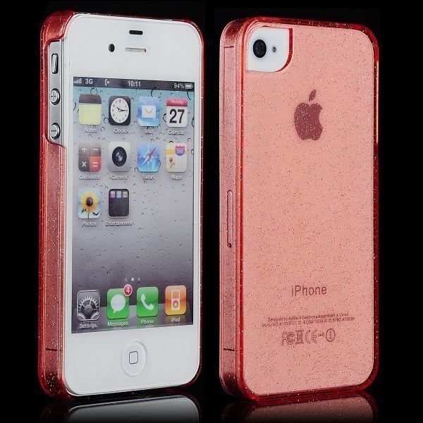 Glitter Läpikuultava Punainen Iphone 4 / 4s Suojakuori