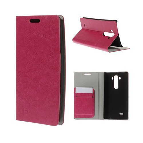 Mankell Lg G Flex2 Nahkakotelo Korttitaskuilla Kuuma Pinkki