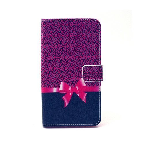 Moberg Lg G4 Nahkakotelo Korttitaskuilla Violetti Kuvio Ja Bowknot