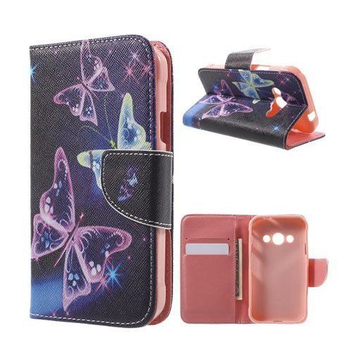 Moberg Samsung Galaxy Xcover 3 Kääntö Nahkakotelo Väritettyjä Perhosia