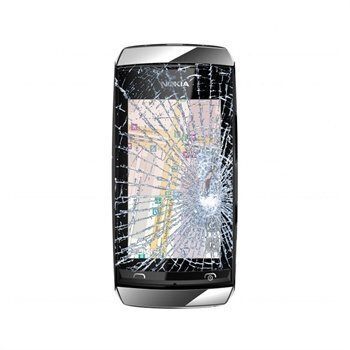 Nokia Asha 305 Näytön Lasin ja Kosketusnäytön Korjaus Valkoinen