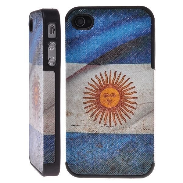 Patriot Nahka Päällystetty Vaakasuora Argentiinan Lippu Iphone 4 / 4s Silikonikuori