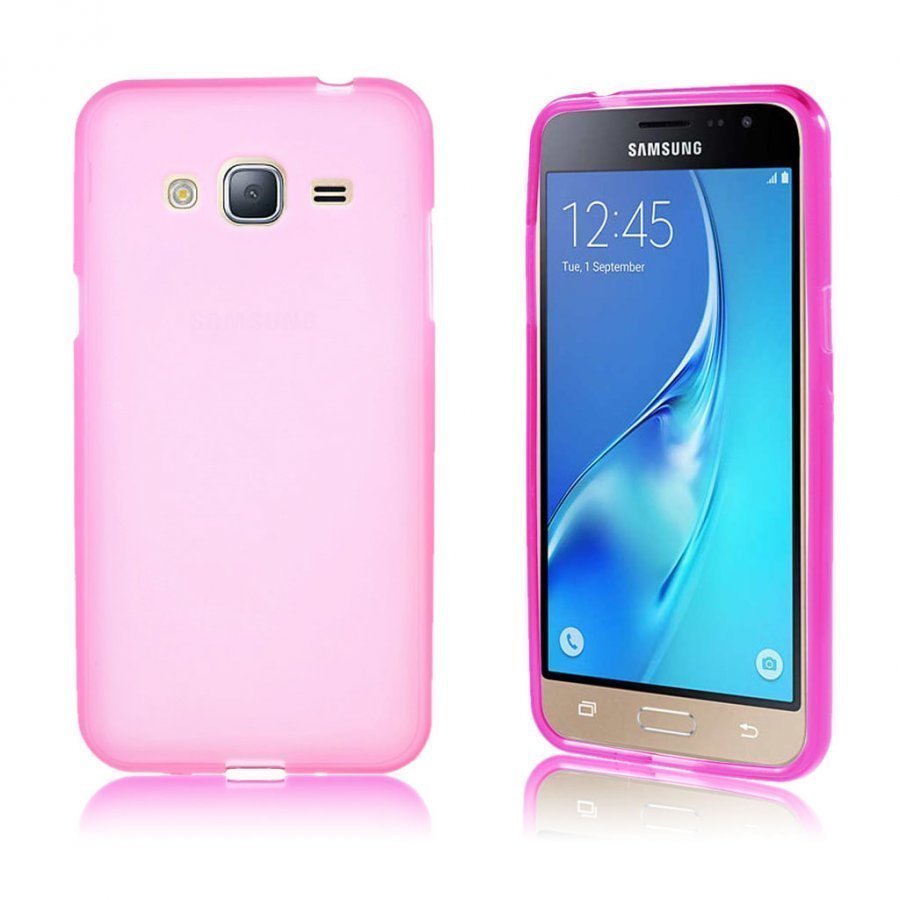 Samsung Galaxy J3 / J3 2016 Kaksipuolinen Matta Kuori Kuuma Pinkki