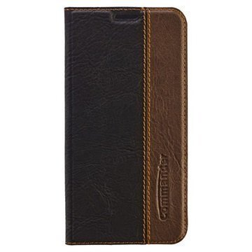 Samsung Galaxy S6 Edge Commander Book Flip Leather Case Black