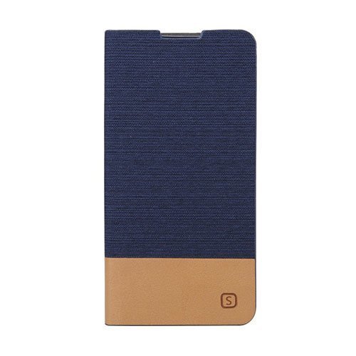 Sony Xperia M5 E5603 / M5 Dual E5633 Sekavärinen Pellava Pintainen Nahkakotelo Standillä Tummansininen