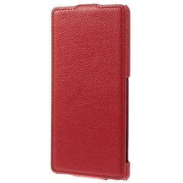 Sony Xperia Z3 Slim Pystysuuntainen Nahkainen Läppäkotelo Punainen