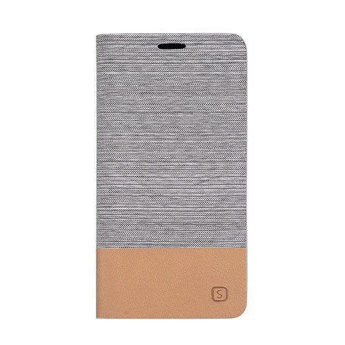 Square Samsung Galaxy J5 Nahkakotelo Korttitaskuilla Vaaleanharmaa