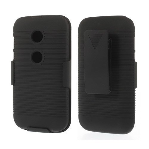 Stripe Musta Motorola Moto E Irroitettava Muovikotelo Klipsillä