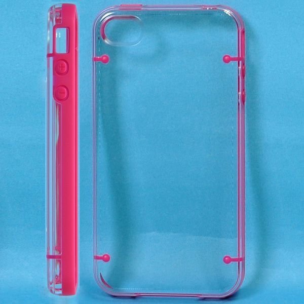 Tupla Materiaali Kirkas Takakuori Kuuma Pinkki Iphone 4s Suojakuori