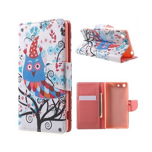 Westergaard Sony Xperia M5 E5603 / M5 Dual E5633 Nahkakotelo Standillä Ja Korttitaskuilla Suloinen Pöllö