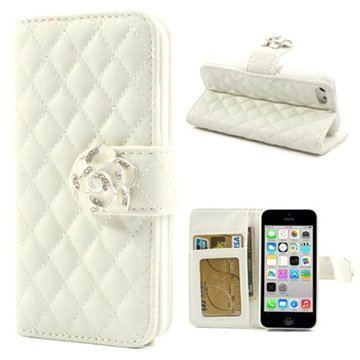 iPhone 5C Rhombus Wallet Nahkakotelo Valkoinen